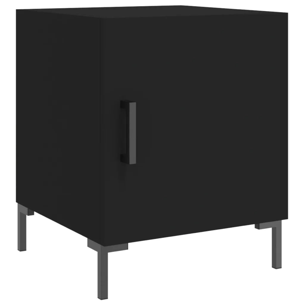 Set di 2 Comodini | Armadio da Notte | Mobiletto da notte Neri 40x40x50 cm in Legno Multistrato