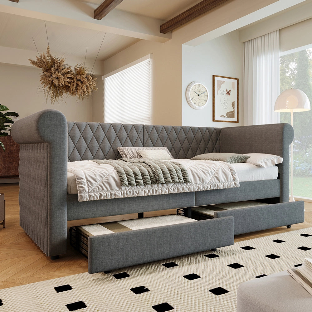 Letto a sedia con 2 cassetti 90x200 cm Grigio-Xylo