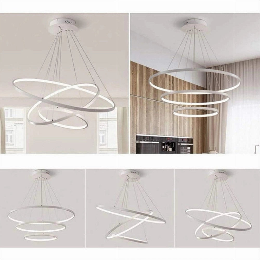 Trade Shop - Lampadario A Sospensione 51 W Led Forma Pianeta Bianco 3 Colorazione Luce A64-3c -