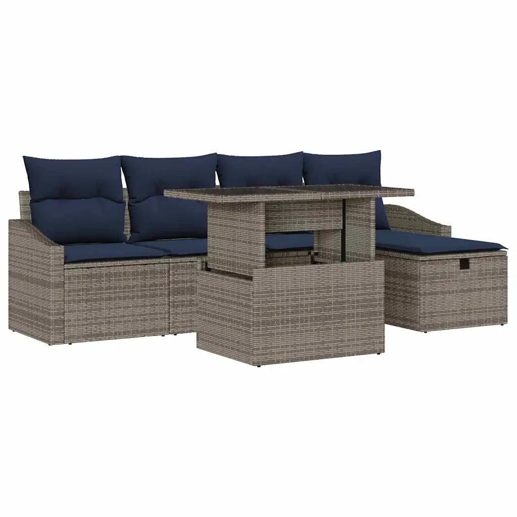 Set Divano da Giardino con cuscino 6 pcs Grigio polyrattan 3361164