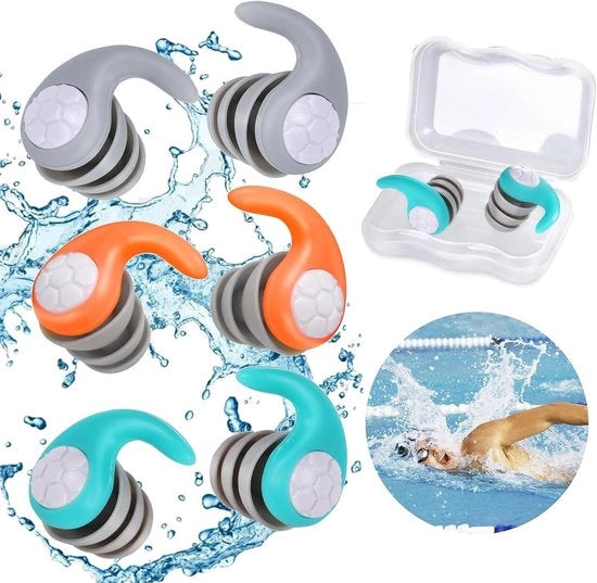 3 paia di orecchini acquatici per adulti - orecchini acquatici riciclabili - impermeabili - orecchini acquatici di silicone morbidi e impermeabili - per nuotatori - ideali per surf, snorkeling, nuoto e doccia