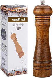 Peppermill Manuale in Legno - Molino per Pepe e Sale 8 pollici Solido con Set di Grinders Ceramici Riscaldabili