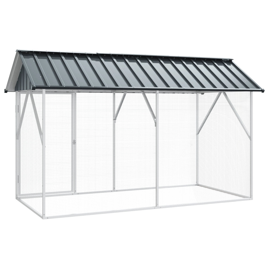 Voliera per Uccelli Antracite 112x227x141 cm Acciaio