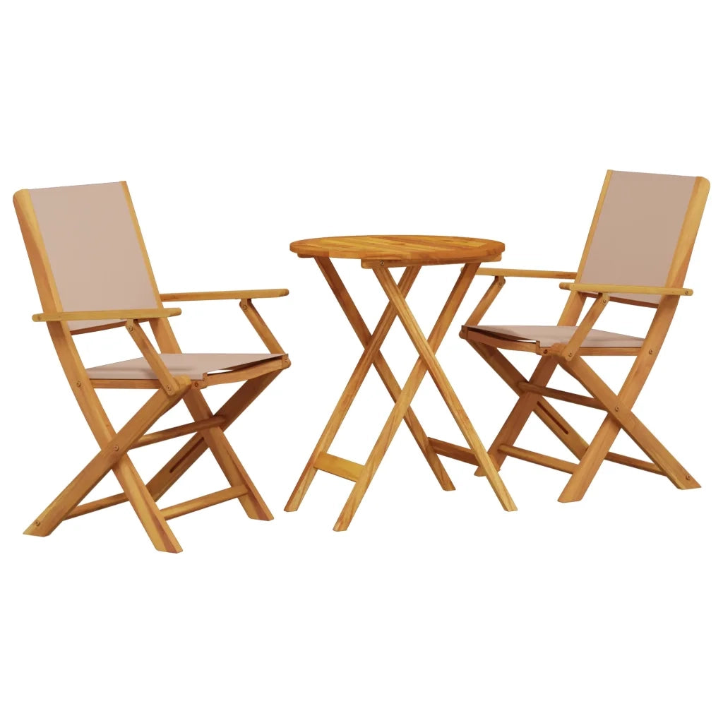 Set da Bistrot 3pz Tortora in Tessuto e Legno Massello