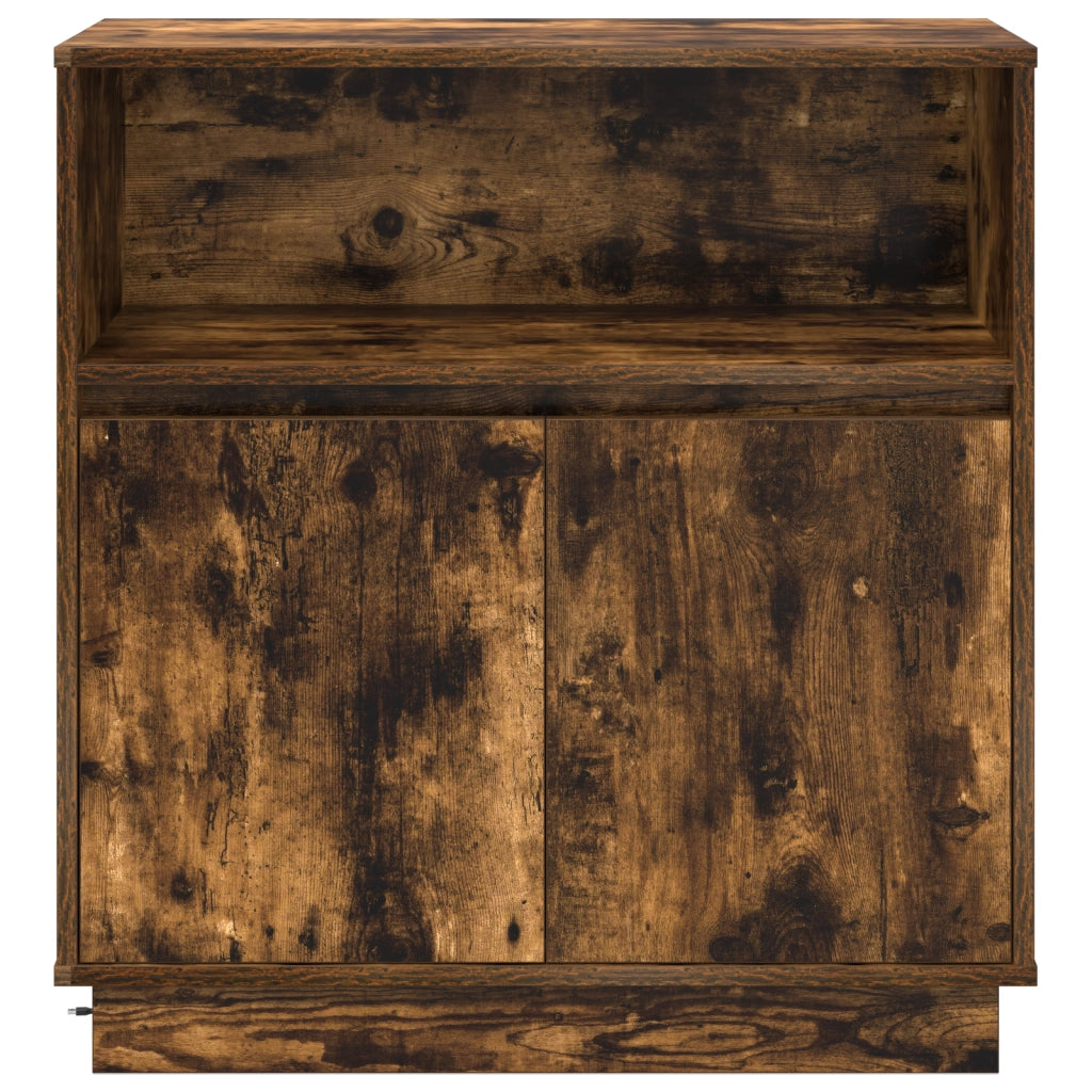Sideboard con LED Rovere Affumicato 71x34,5x75 cm Legno Ingenerizzato