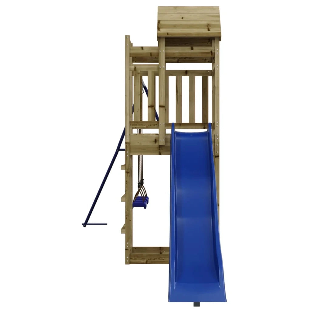 Area giochi all'aperto con altalene scivolo e robuste strutture per arrampicarsi  giochi da giardino 492 x 185 x 238 cm legno di pino impregnato 02_0004749