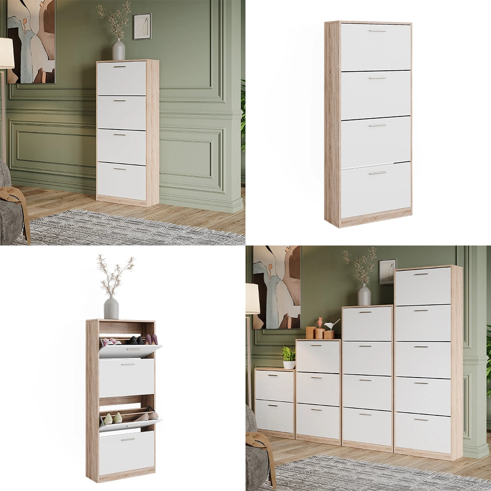 Vicco Scarpiera Sonoma/Bianco 59 x 137 cm con 4 scomparti