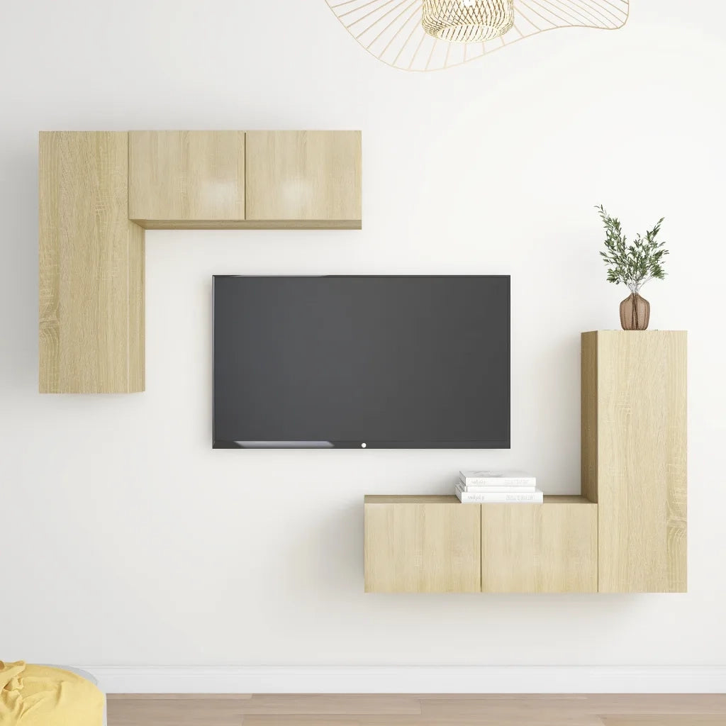 Set di Mobili TV 4 pz Rovere Sonoma in Legno Multistrato 3079004