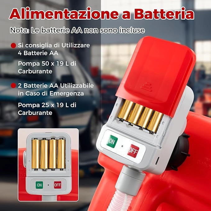 Pompa di Trasferimento del Carburante con Sensore di Arresto Automatico, Pompa Travaso Gasolio Elettrica a Batterie o Ricaricabile con Adattatore di 3 Dimensioni, con Infusione di 12L/min