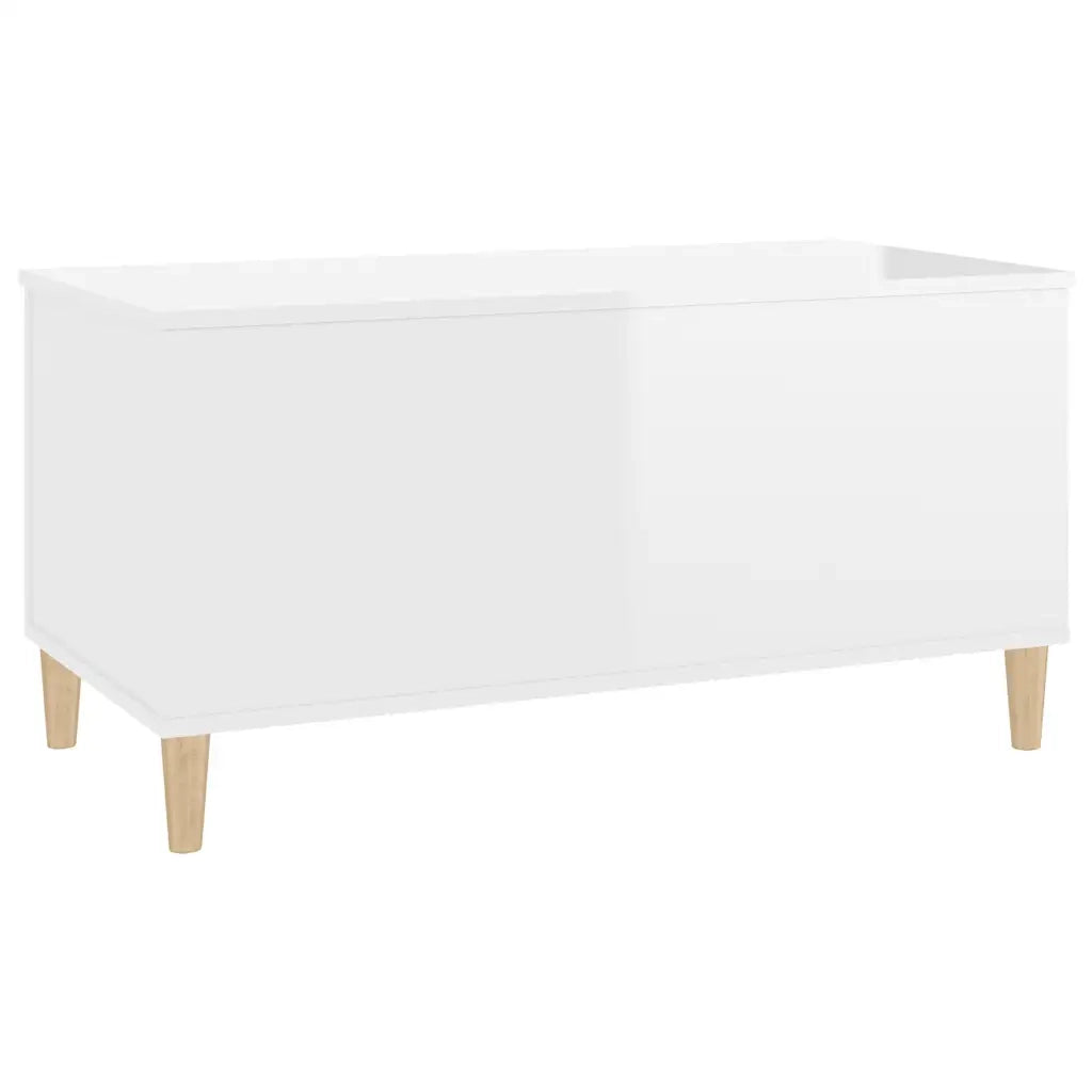Tavolino Salotto Bianco Lucido 90x44,5x45 cm Legno Multistrato 819582