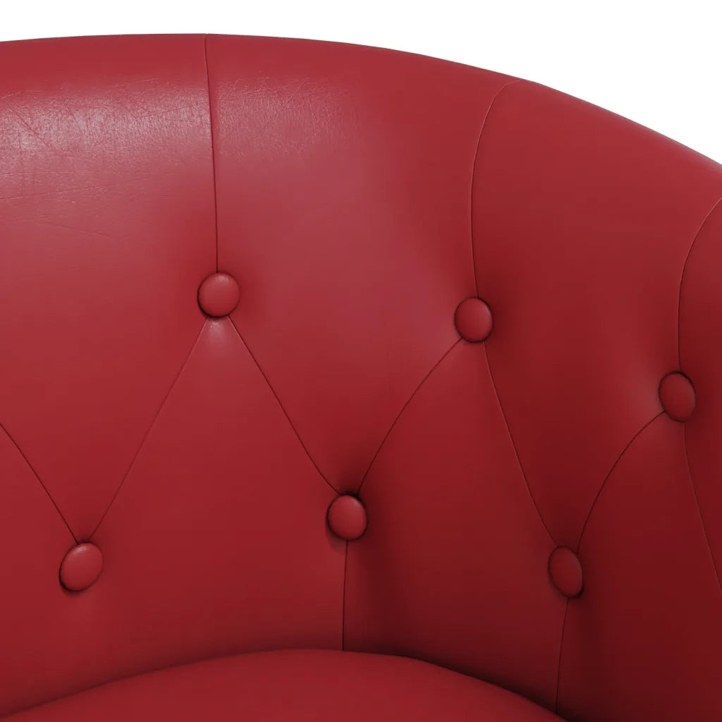 Poltrona a Pozzetto con Poggiapiedi Rosso Vino in Similpelle 356467