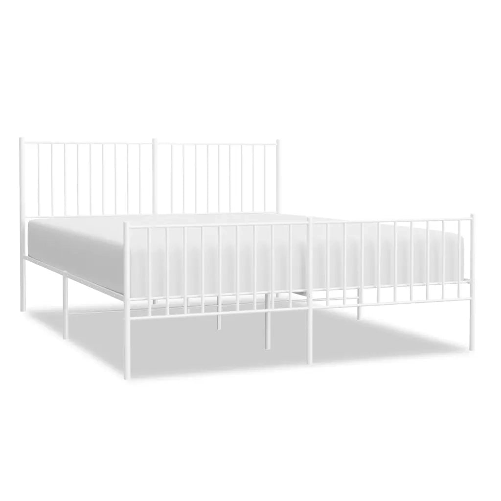 Giroletto con Testiera e Pediera Metallo Bianco 150x200 cm 350951