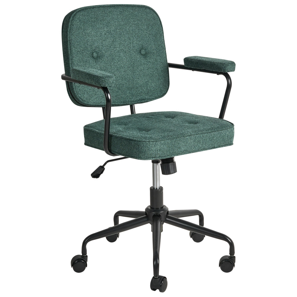 Sedia da ufficio in tessuto sintetica di colore verde scuro girevole con altezza regolabile e freno di sicurezza ufficio di casa studio