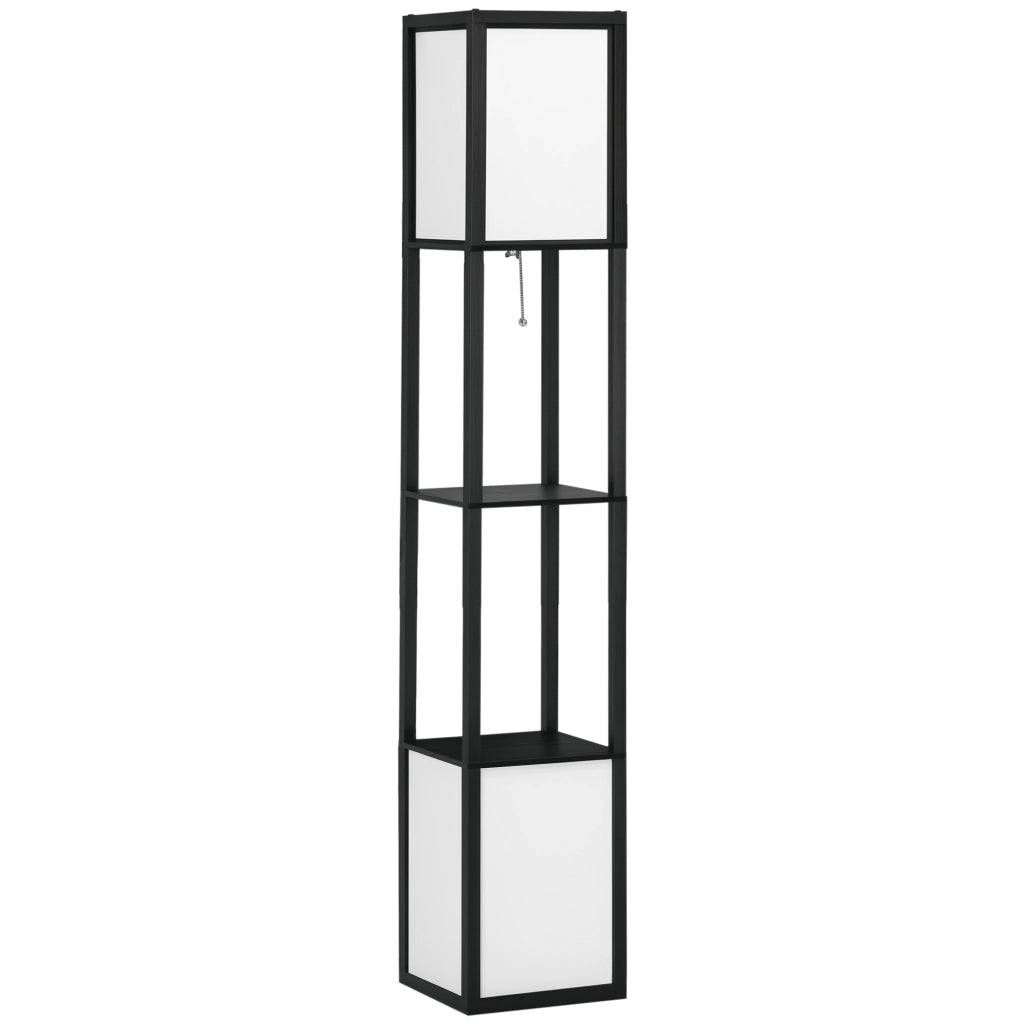 Lampada da terra con mensola ¨C Zephmum ¨C Nero e Bianco 26x26x156 cm