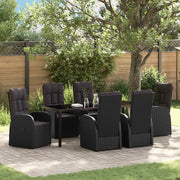 Set da Pranzo per Giardino con cuscino 7 pcs Nero polyrattan 3379511