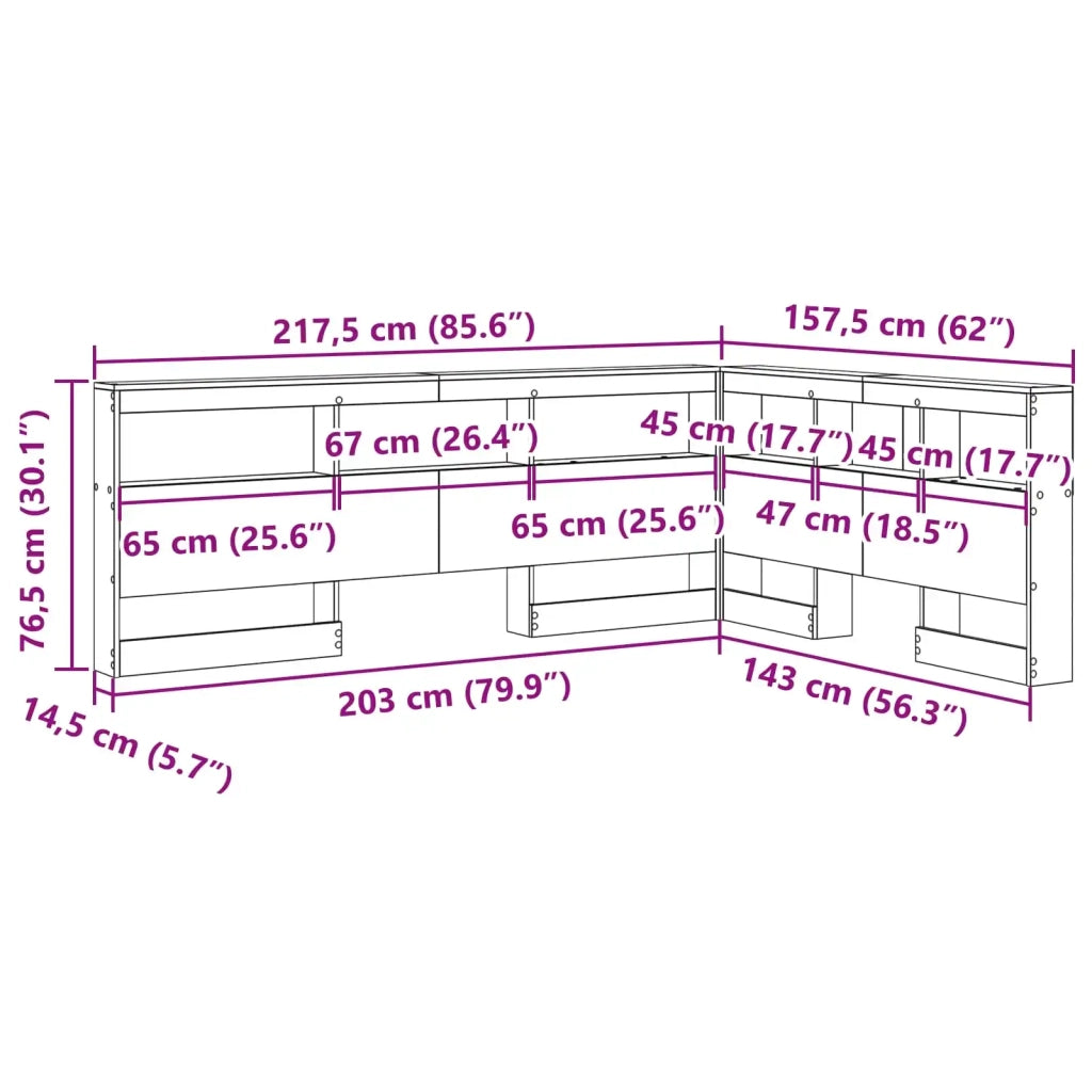 Testata contenitore Rovere fumé 140 cm Legno multistrato 3335489