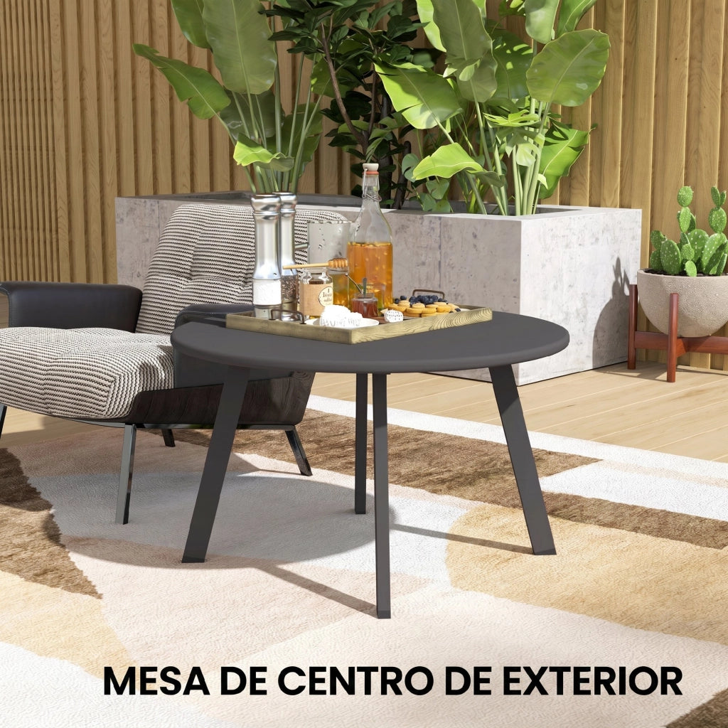 Tavolino da caff¨¨ rotondo in metallo ¨C zephmum ¨C grigio ?70x42 cm
