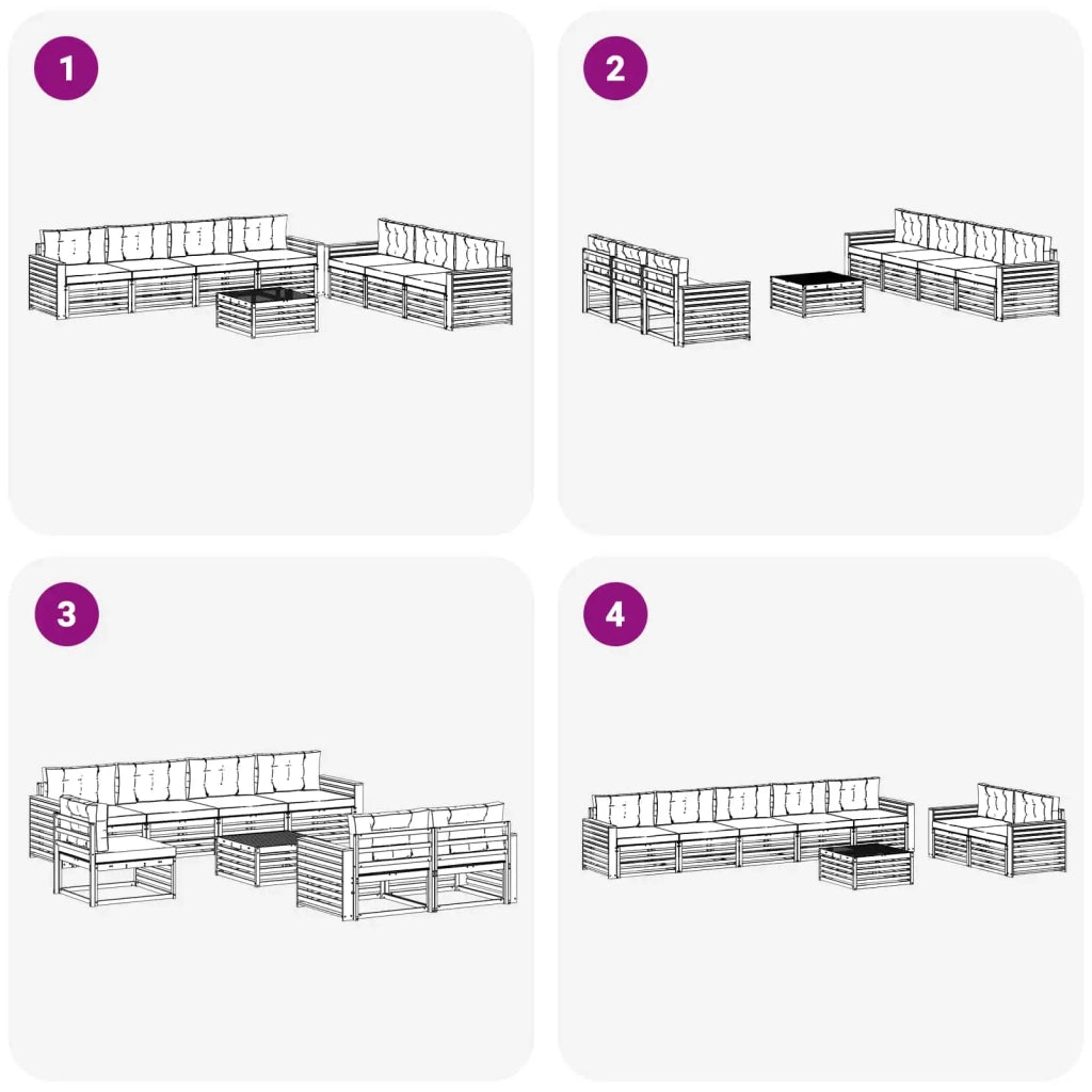 Set di divani da esterno 9 pz Bianco e Antracite Poliestere 3390252