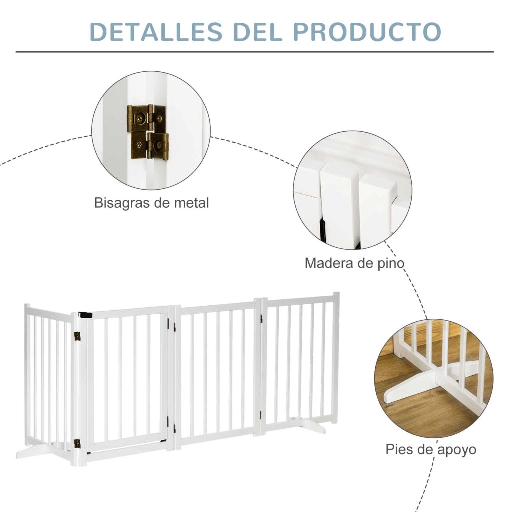 Barriera per Cani Pieghevole con Porta e Chiusura di Sicurezza ¨C zephmum ¨C Bianco 237.5x36x80 cm