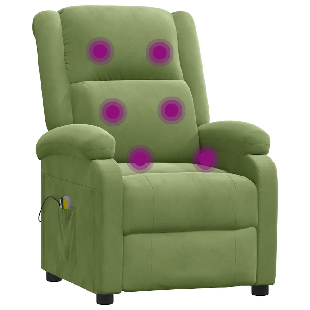 Poltrona Elettrica Massaggiante Verde Chiaro in Velluto