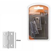 Trade Shop - Set 2 Pz Cerniere Per Porte Mobili Armadi Sportelli Ante 45 Mm Silver Viti 69032 -