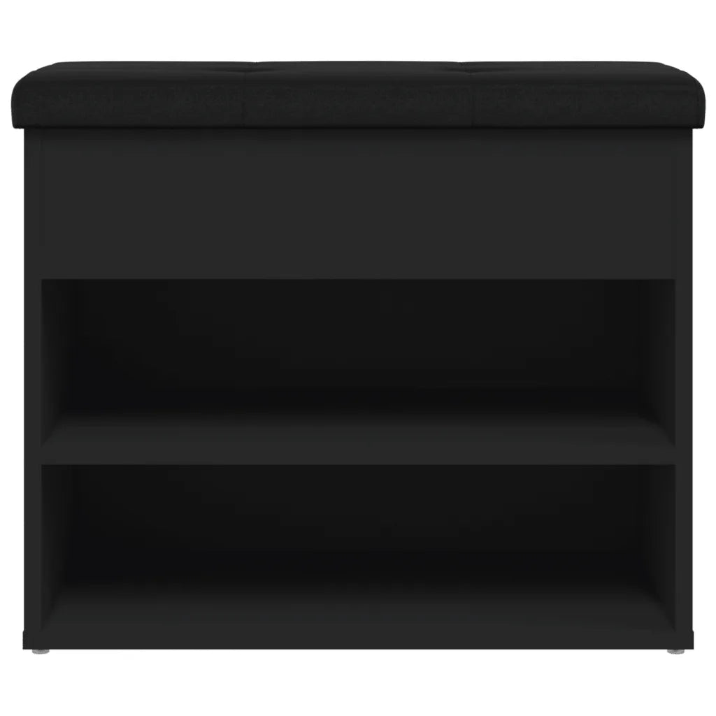Panca Porta Scarpe Nera 62x32x50 cm in Legno Multistrato