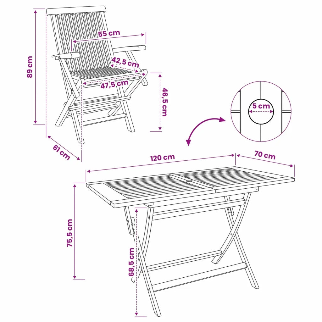 Set di Mobili da Giardino 7 pz Naturale Legno di teak solido 3418861
