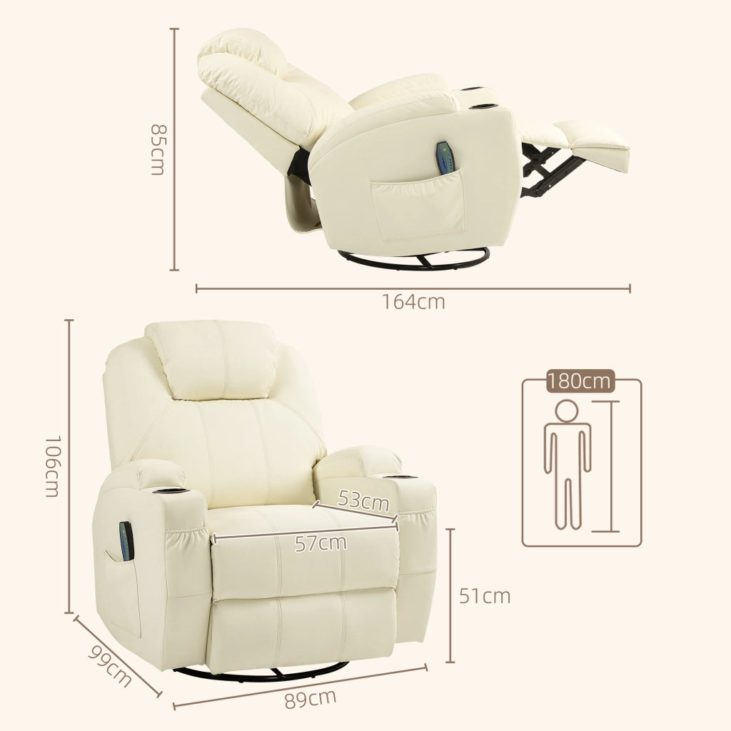 Poltrona relax massaggiante ¨C Xylo ¨C Girevole reclinabile similpelle crema alzapersona elettrica