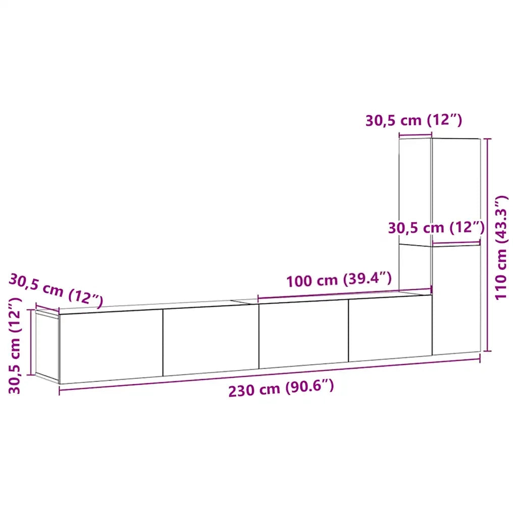 Mobili TV a Parete 3 pz Legno Antico in Legno Multistrato 3328983
