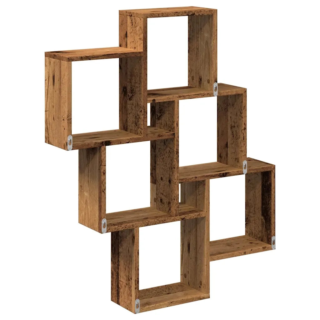 Mensola a Muro a Cubo Legno Antico 78x15x93cm Legno Multistrato