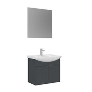 Set mobile lavabo con specchio (2 pezzi) "Purus 65" - 65 x 50 x 58 cm - Antracite opaco