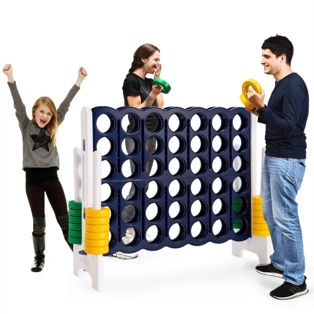 Forza 4 gigante con 42 anelli giganti dispositivo di scorrimento a sgancio rapido, Gioco per bambini adulti Blu-Giochi su prato