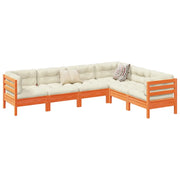 Set Divani Giardino 6pz con Cuscini Marrone Cera Massello Pino 3299460