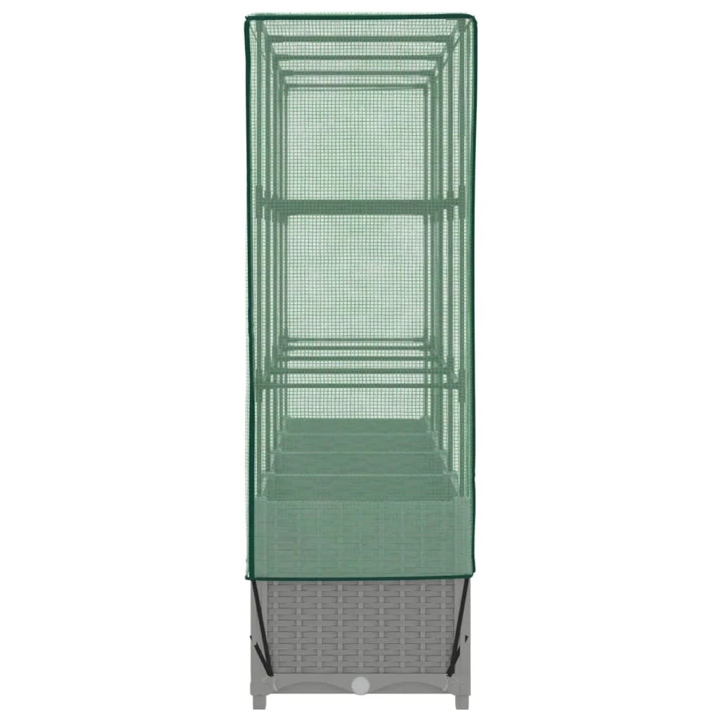 Aiuola rialzata/fioriera con copertura effetto rattan 160 x 40 x 138 cm grigio chiaro 02_0038754