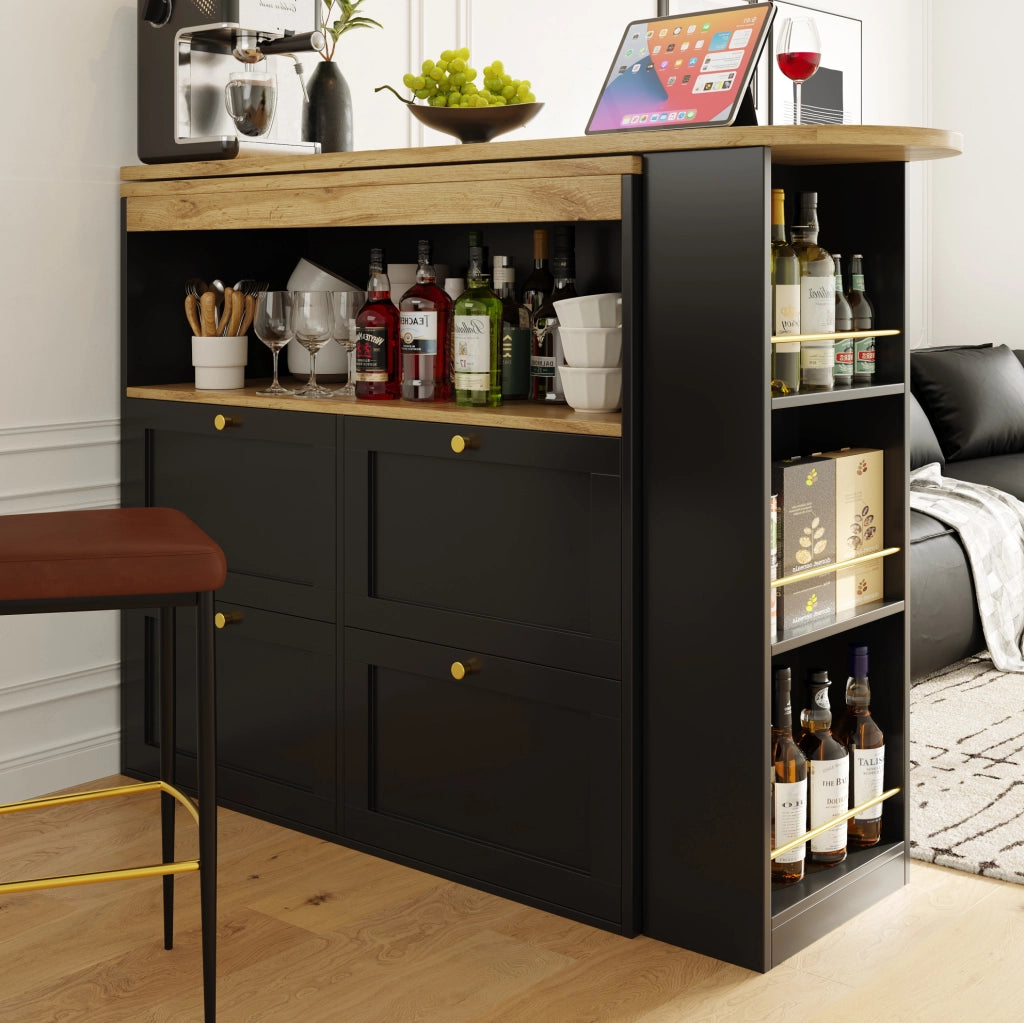 Armadio modulare 105x39x102 cm con 4 cassetti e ripiano girevole in MDF nero