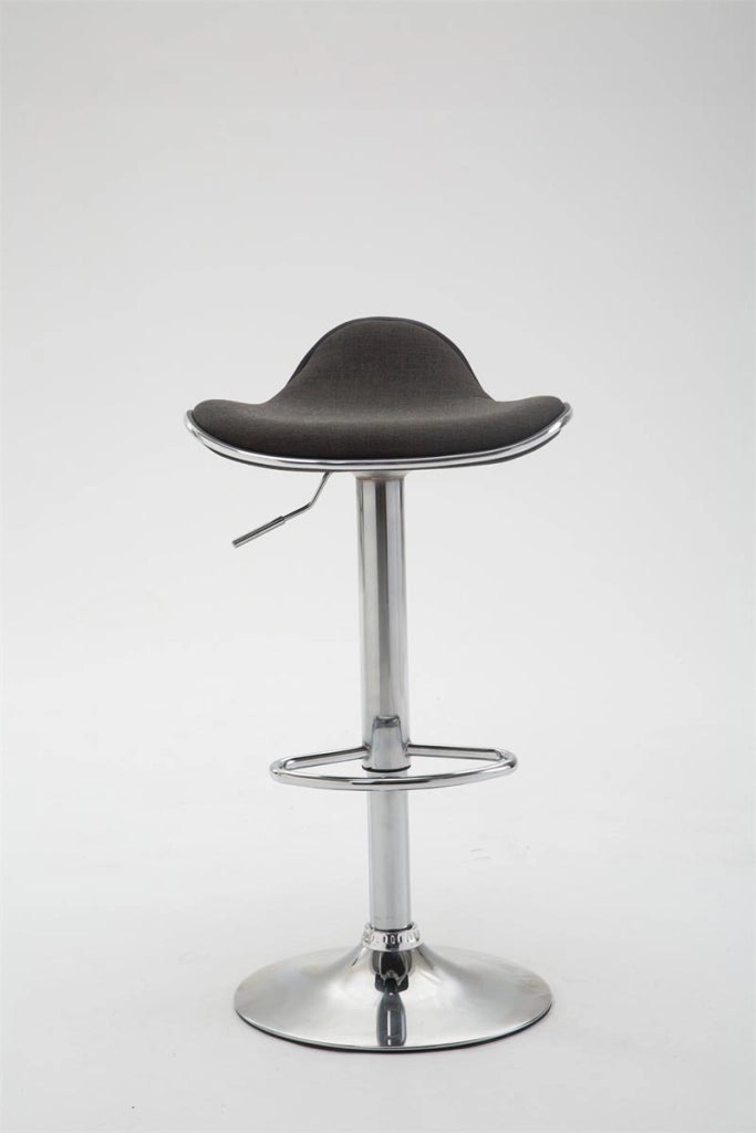 Sgabello Shanghai in tessuto grigio scuro,cromo