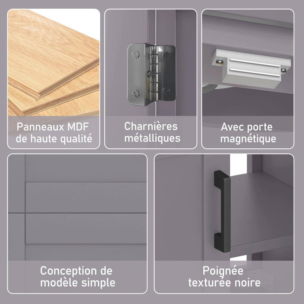 Mobile bagno freestanding grigio con lavabo in ceramica 60 cm