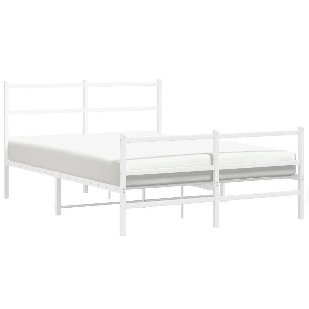 Giroletto con Testiera e Pediera Metallo Bianco 135x190 cm