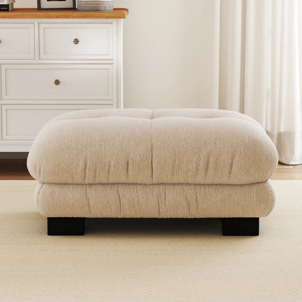 DIVANO in chenille Light Coffee con pouf mobili abbinati