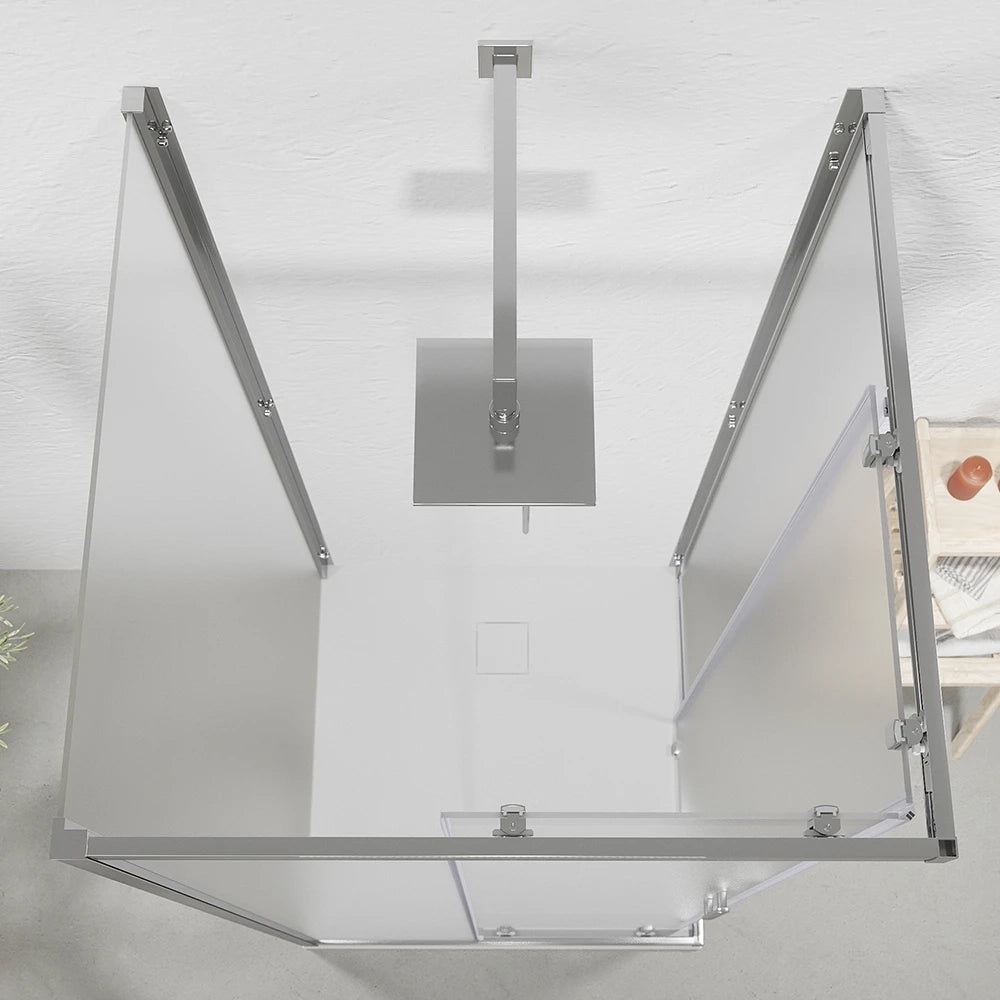 Box doccia cromato 3 lati 70x100x70 cm con doppio scorrevole h190 cm e vetro opaco 6 mm | Tremiti