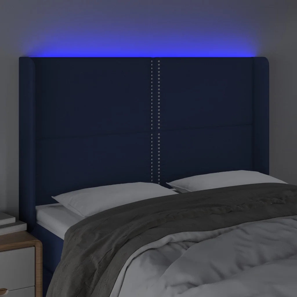 Testiera a LED Blu 147x16x118/128 cm in Tessuto cod mxl 33334