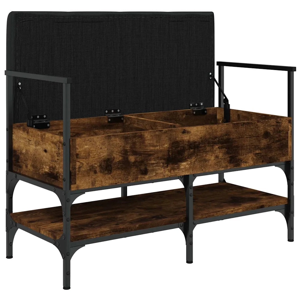 Panca Porta Scarpe-Sgabello-Panca Scarpiera Rovere Fumo 85,5x42x57,5cm Legno Multistrato