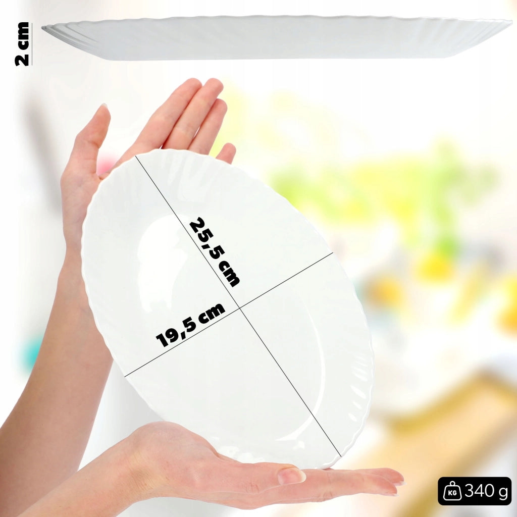 Piatto da portata ovale in vetro KADAX da 25 cm per snack, colore bianco