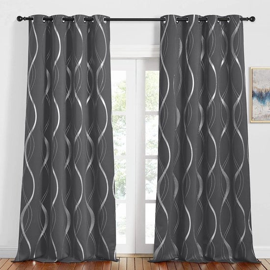 Set di tende di oscuramento isolanti termici da 2 pezzi - H 245 x B 140 cm - Stampato con foglia d'argento - Adatto per soggiorno - Tende termiche