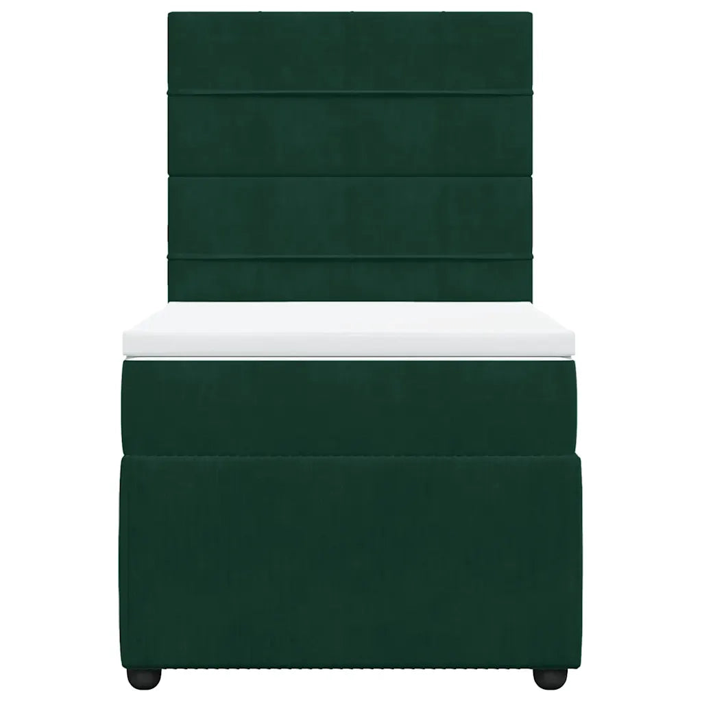 Giroletto a Molle con Materasso Verde Scuro 100x200 cm Velluto