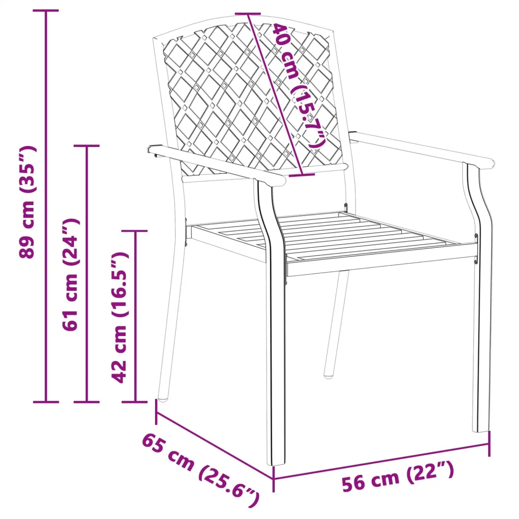 Sedia da Giardino 4 pz | Sedie da Esterno Antracite 56 x 65 x 89 cm Acciaio