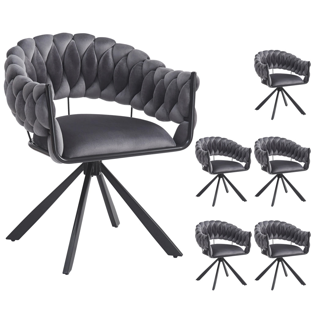 Sedie da Pranzo in Velluto con Gambe in Metallo ¨C Xylo ¨C Grigio, Set 6 Pezzi