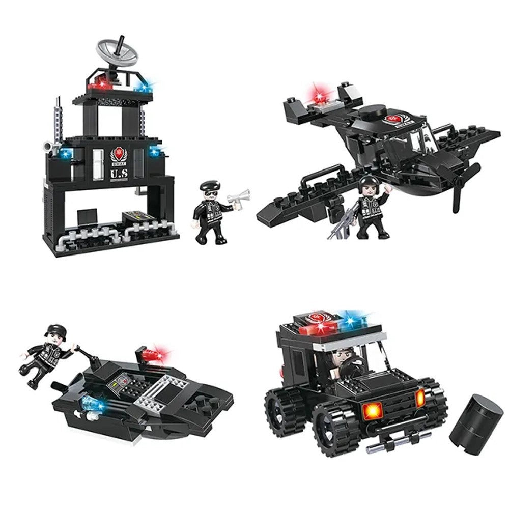 Trade Shop - Costruzioni Per Bambini Blocks Police Caserma Di Polizia Diy 8 Set Assortiti -