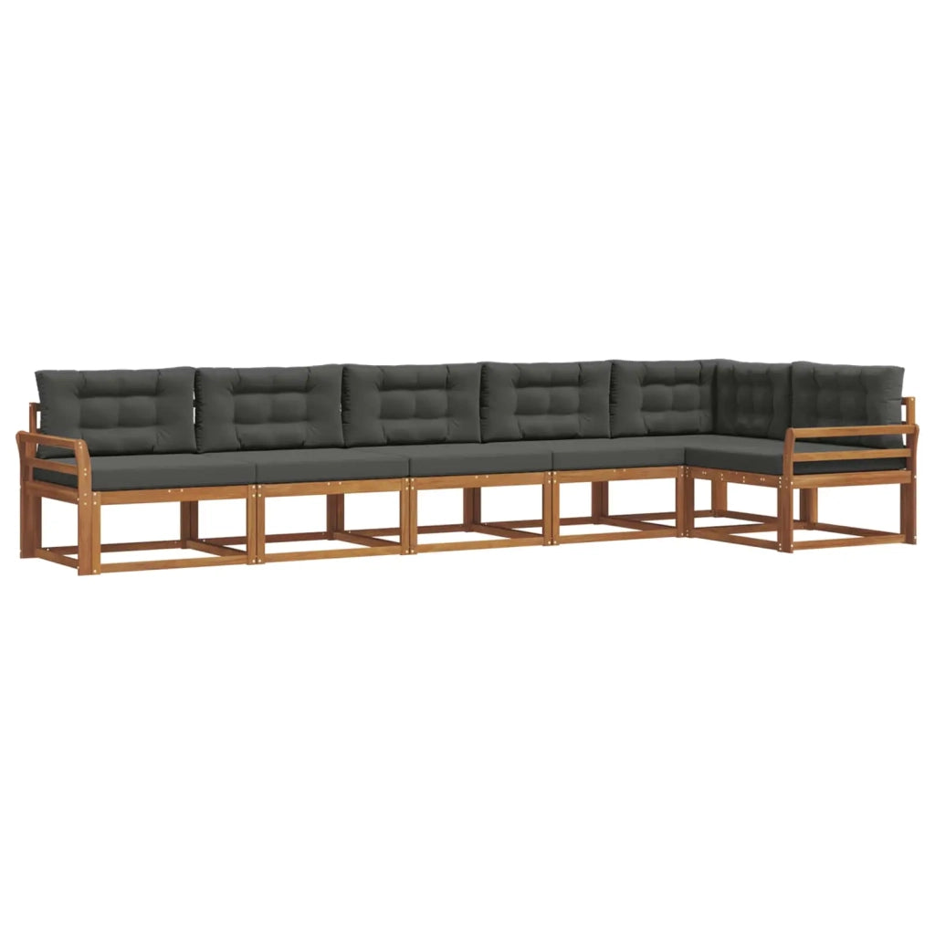 Set di divani da esterno con cuscino 6 pcs Naturale e Antracite