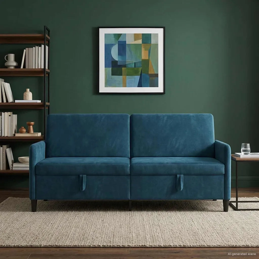 Divano con Storage Blu 192 x 78 x 87 cm Poliestere 42036998